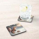 Fun, Whimsical Winter Woodland Animals Onderzetter (Rechterzijde)