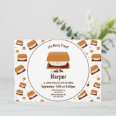 Fun White Brown S'more Pattern Kind Birthday Kaart (Staand voorkant)