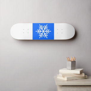 Fun Wide Alpine Blue White Stripes Bold Snowflake Skateboard