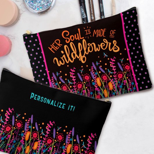 Fun Wildflowers Quote Floral Aangepaste naam Etui