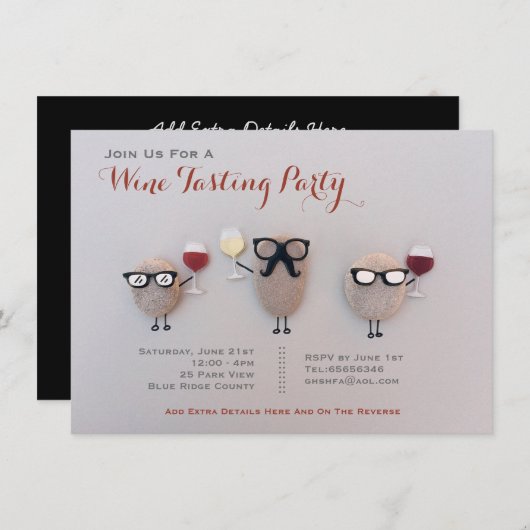 Fun Wine Tasting Party Invitations Rock Gepersonal Kaart (Voorkant / Achterkant)