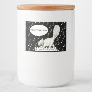 Fun Winking White Cat Piano Keys Muzieknoten Voedselcontainer Etiket
