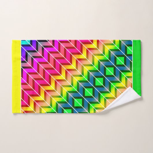 [Fun with Stripes] Patroon #7a Regenbooggeometrisc Bad Handdoek (Handdoek)