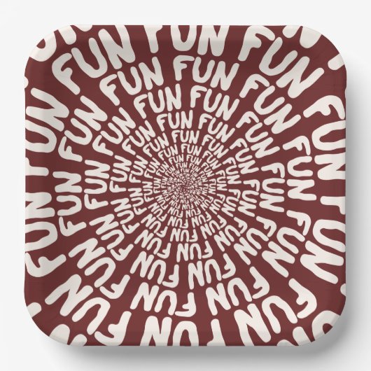 Fun woordherhaling spiraalcrème met ruw papier papieren bordje (Voorkant)