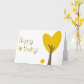 Fun Yellow Bird en Tree Heart Happy Birthday Kaart (Gele Bloem)