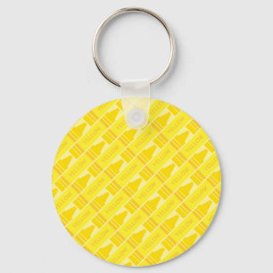 Fun Yellow Crayon Pattern Sleutelhanger