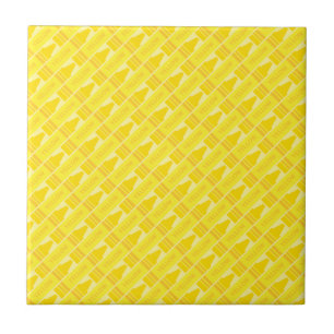 Fun Yellow Crayon Pattern Tegeltje