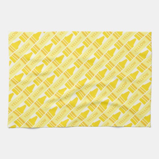 Fun Yellow Crayon Pattern Theedoek (Horizontaal)