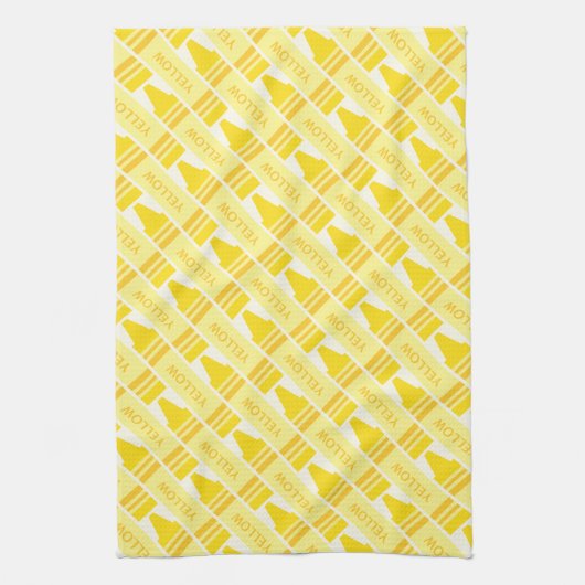 Fun Yellow Crayon Pattern Theedoek (Verticaal)