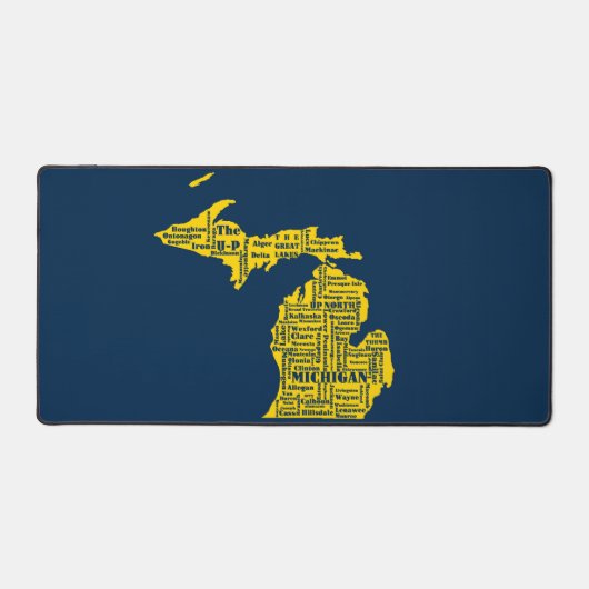 Fun Yellow et Navy Blue State of Michigan villes (Recto)
