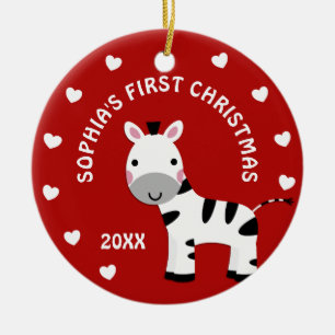 Fun Zebra Baby's eerste kerstcadeaucirkel Keramisch Ornament