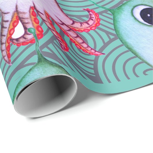 FUN ZEE MONSTER JAPANESE WAVES Wrapping Paper Cadeaupapier (Rol Hoek)