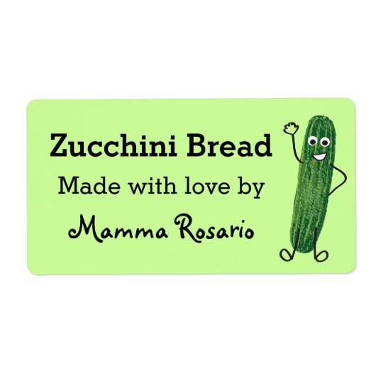 Fun Zucchini Pain Étiquette de boulangerie (Devant)