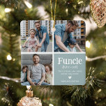 Funcle 3 Photo Collage Définition Jolie Noël<br><div class="desc">Mignons Funcle ornement de Noël. Cadeaux parfaits pour un ONCLE AMUSANT ! Il vous suffit de télécharger 3 de vos photos préférées,  de customiser la définition et de personnaliser en ajoutant des noms.</div>