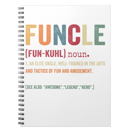 Funcle Funny Uncle Definition, Awesome Legend Hero Notitieboek (Voorkant)