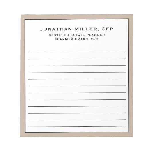 Functiebedrijf met professionele voornaam notitieblok (Voorkant)