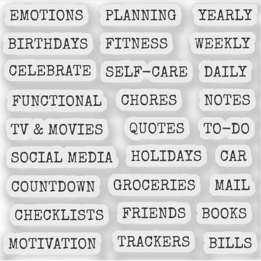 Functional Old Script Planner Tab Binder Divider  Sticker (Voorkant)