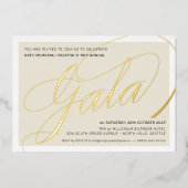FUNCTIONEREN VAN GALA elegant calligrafie ivoorgou Folie Uitnodiging (Voorkant)