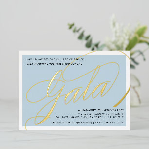 FUNCTIONERENDE GALA elegant kalligrafie bleek blau Folie Uitnodiging