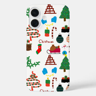 Funda Navidad Doodle iPhone 16 Hoesje