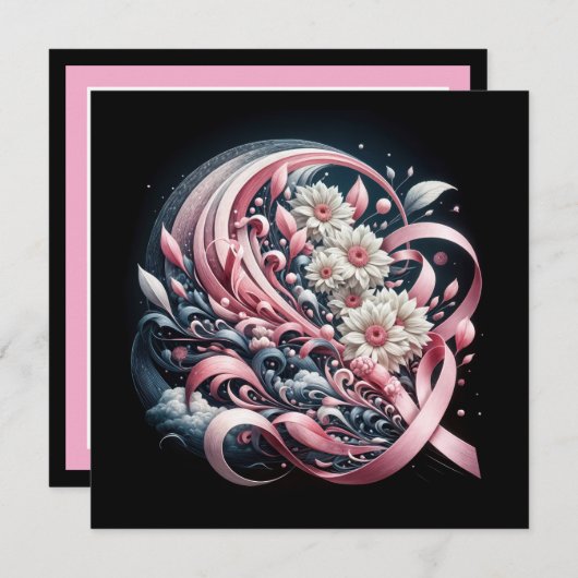 Fundraiser Benefit Pink Ribbon Kaart (Voorkant / Achterkant)