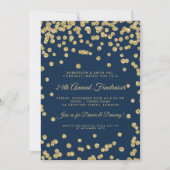 Fundraiser Dinner Gold Confetti Navy Blu Kaart (Voorkant)