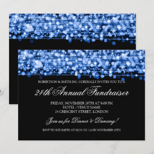 Fundraiser Gala Party Sparkles Blue Kaart