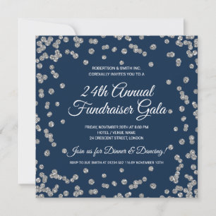Fundraiser Silver Glitter Confetti Navy