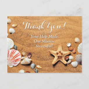 Fundraising Bedankt, Zand & Zee Schelpen Briefkaart