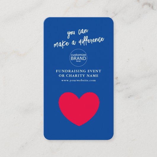 Fundraising Charity Event Blue Logo Photo Card Visitekaartje (Voorkant)