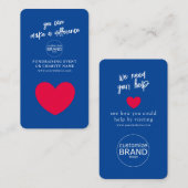 Fundraising Charity Event Blue Logo Photo Card Visitekaartje (Voorkant / Achterkant)