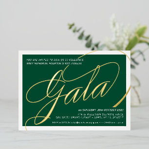 FUNDRAISING GALA elegante kalligrafie donkergroen Folie Uitnodiging