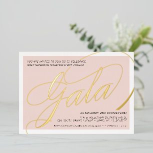 FUNDRAISING GALA elegante kalligrafie roze rood Folie Uitnodiging
