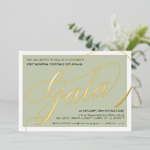 FUNDRAISING GALA elegante kalligrafie salie groen Folie Uitnodiging
