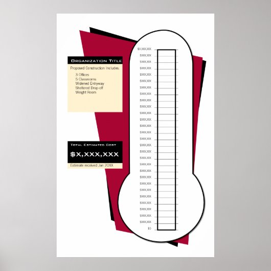 Fundraising Thermometer in het rood Poster (Voorkant)