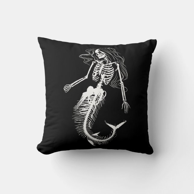 Funens Halloween Mermaid Skeleton Gift Cool Kussen (Voorkant)