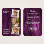 Funérailles 3 Photo Carte de prière commémorative  (Devant & derrière)