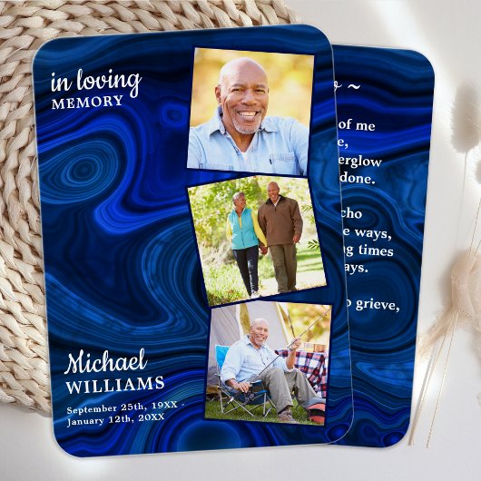 Funérailles 3 Photo Carte de prière commémorative