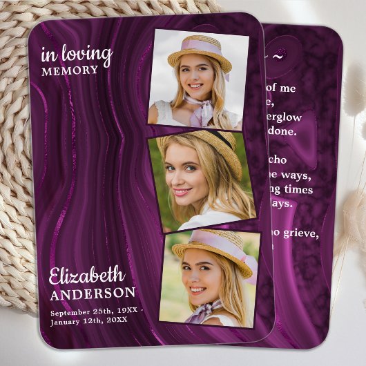 Funérailles 3 Photo Carte de prière commémorative 