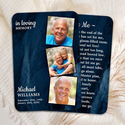 Funérailles 3 Photo Carte de prière commémorative 