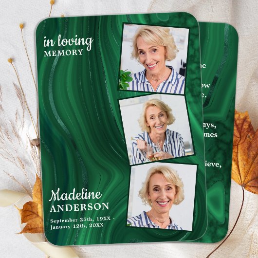Funérailles 3 photo Carte de prière commémorative 
