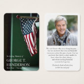 Funérailles American Flag Perdre la prière Cartes  (Devant & derrière)