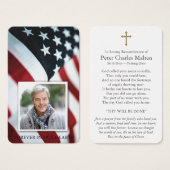 Funérailles American Flag Prière Sympathy Cartes (Devant & derrière)
