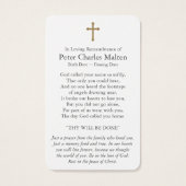 Funérailles American Flag Prière Sympathy Cartes (Dos)