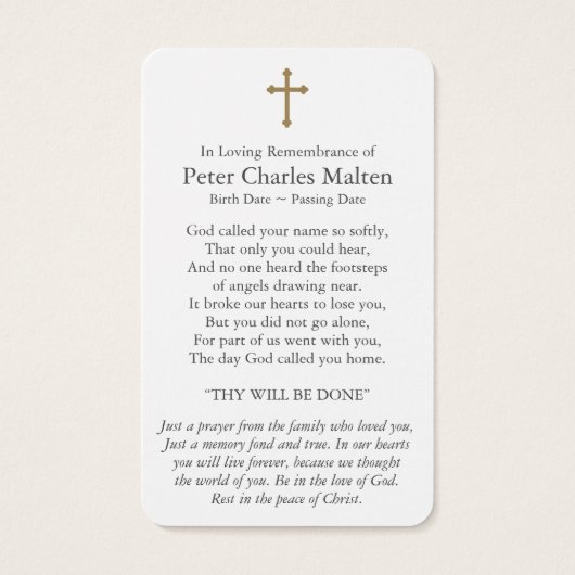 Funérailles American Flag Prière Sympathy Cartes (Dos)