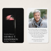 Funérailles American Flag Prière Sympathy Cartes (Devant & derrière)