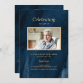 Funérailles Blue & Gold Calligraphie | Programme c (Devant / Derrière)