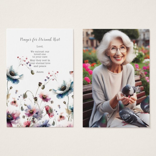 Funérailles / Carte de prière commémorative pour l (Devant & derrière)