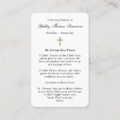 Funérailles Catholique Sainte Thérèse Prière Carte (Dos)