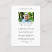 Funérailles catholiques romaines / Carte de prière (Dos)